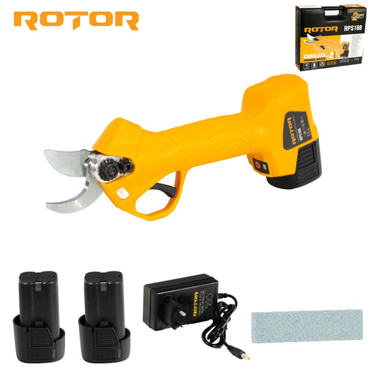 Foarfecă electrică ROTOR RPS168, motor fără perii, 2 baterii, tăiere până la 25 mm – pentru grădinărit set complet